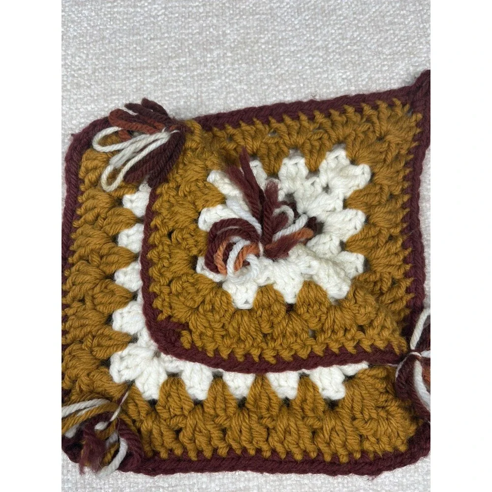 Vintage Pot Holders Handmade MCM 1970s Colors Thanksgiving Cottagecore
